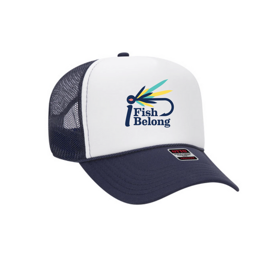 Foam - Navy/White Mesh Back Trucker with iFishiBelong Logo