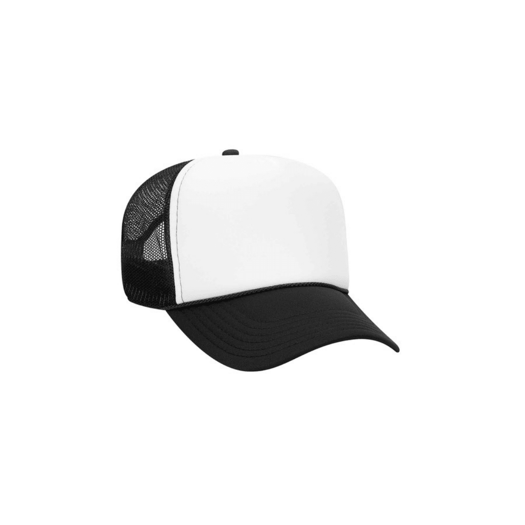 Foam - Black and White Mesh Back Trucker Hat