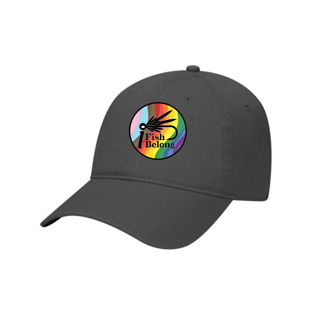 Charcoal Gray Low Profile Progressive iFishiBelong Woven Patch Unstructured Dad Hat