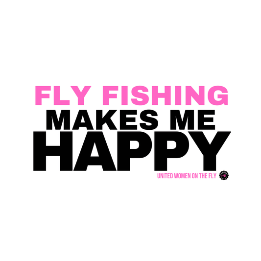 Fly Fishing Makes Me Happy Sticker - Pink