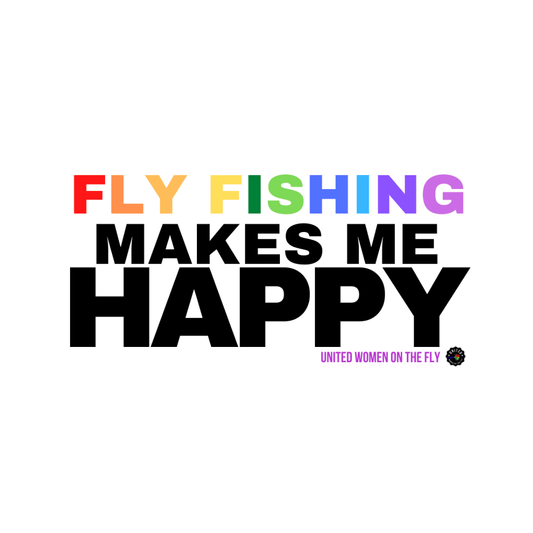 Fly Fishing Makes Me Happy Sticker - Rainbow