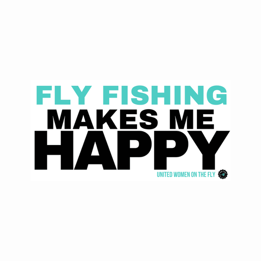 Fly Fishing Makes Me Happy Sticker - Turquoise