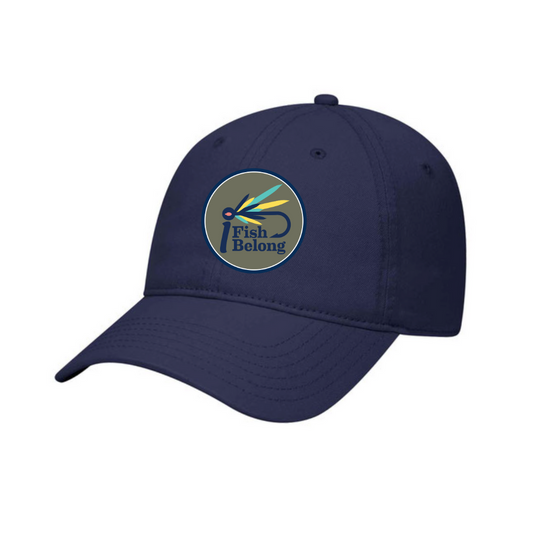 Navy Low Profile iFishiBelong Woven Patch Unstructured Dad Hat