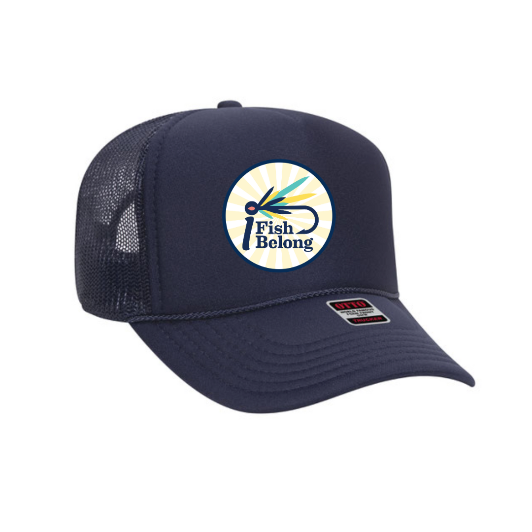 Foam - Navy Mesh Back Trucker with Starburst iFishiBelong Logo