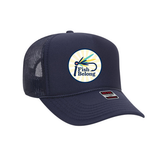 Foam - Navy Mesh Back Trucker with Starburst iFishiBelong Logo