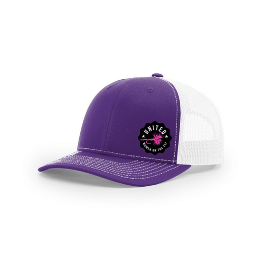 Purple/White UWOTF Pink Logo Structured Mesh Trucker Hat
